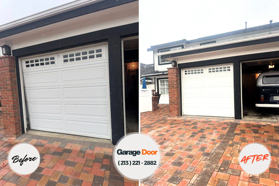 Before and after: garage door repair Flowing Wells, AZ